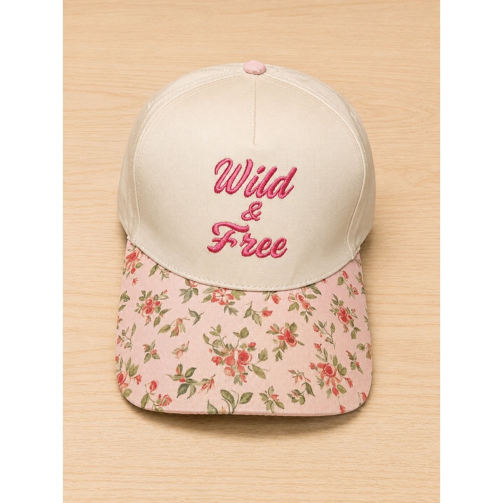Zenana Wild & Free Floral Baseball Cap Women's Adjustable Pink Cream